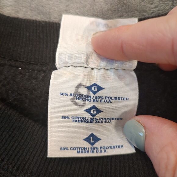 Vintage 90s JERZEES SPORT Sweatshirt Size Large Black Blank Crewneck Made In USA - Picture 3 of 9